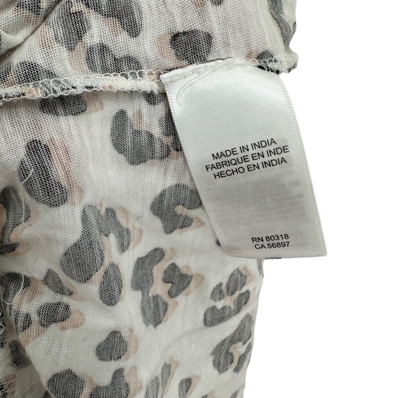 Lucky Brand T-Shirt XS Women's White Pink Multi Animal Print Peplum Long Sleeve - Picture 7 of 8